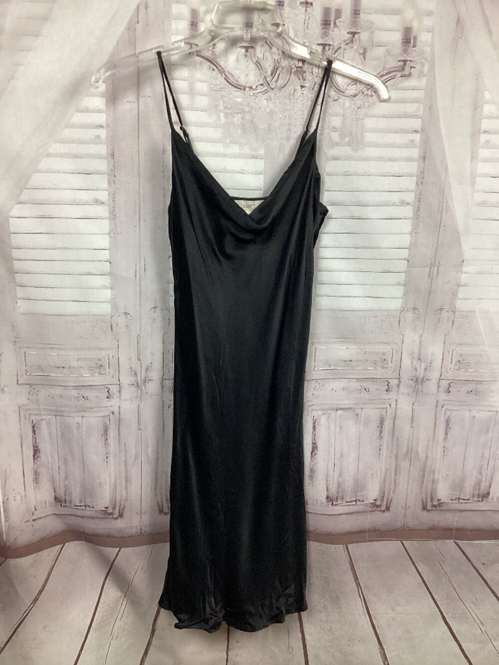 Loft Black Slip Dress Midi NWT 0P